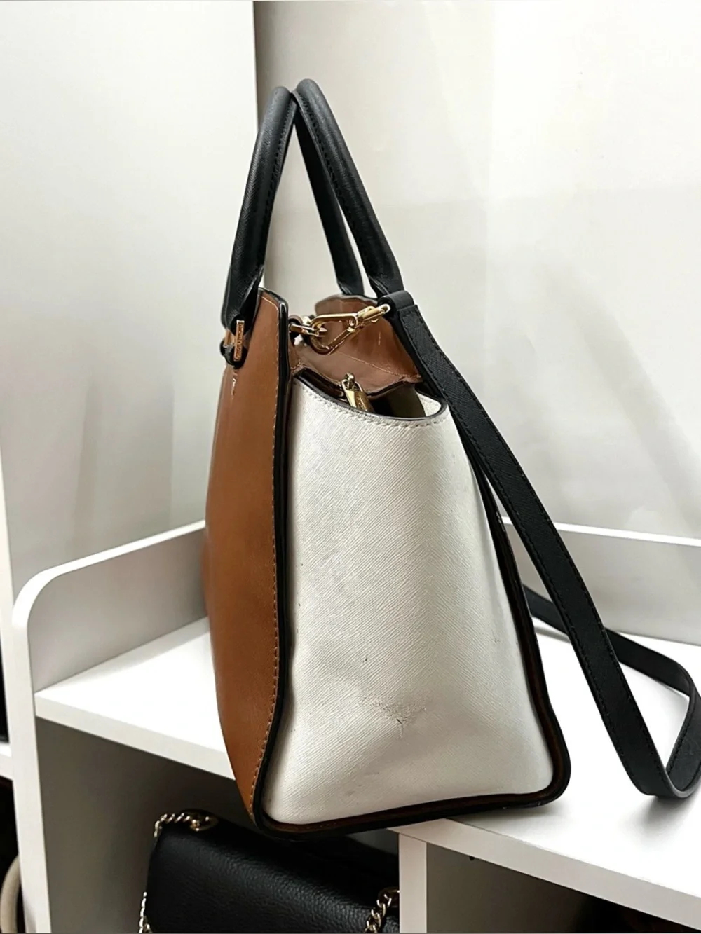 MICHAEL KORS Acorn Colorblock Selma Satchel Tote Shoulder Bag